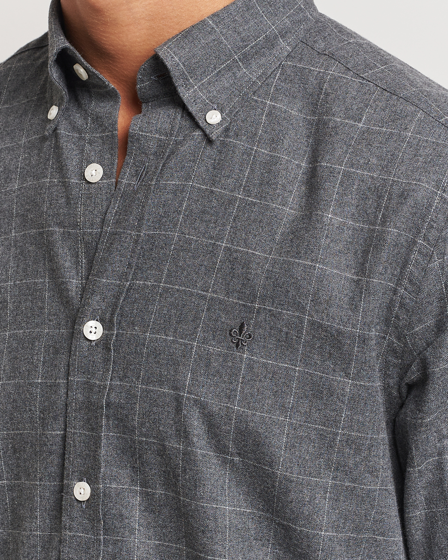 Uomini | Camicie | Morris | Flannel Overcheck Shirt Grey