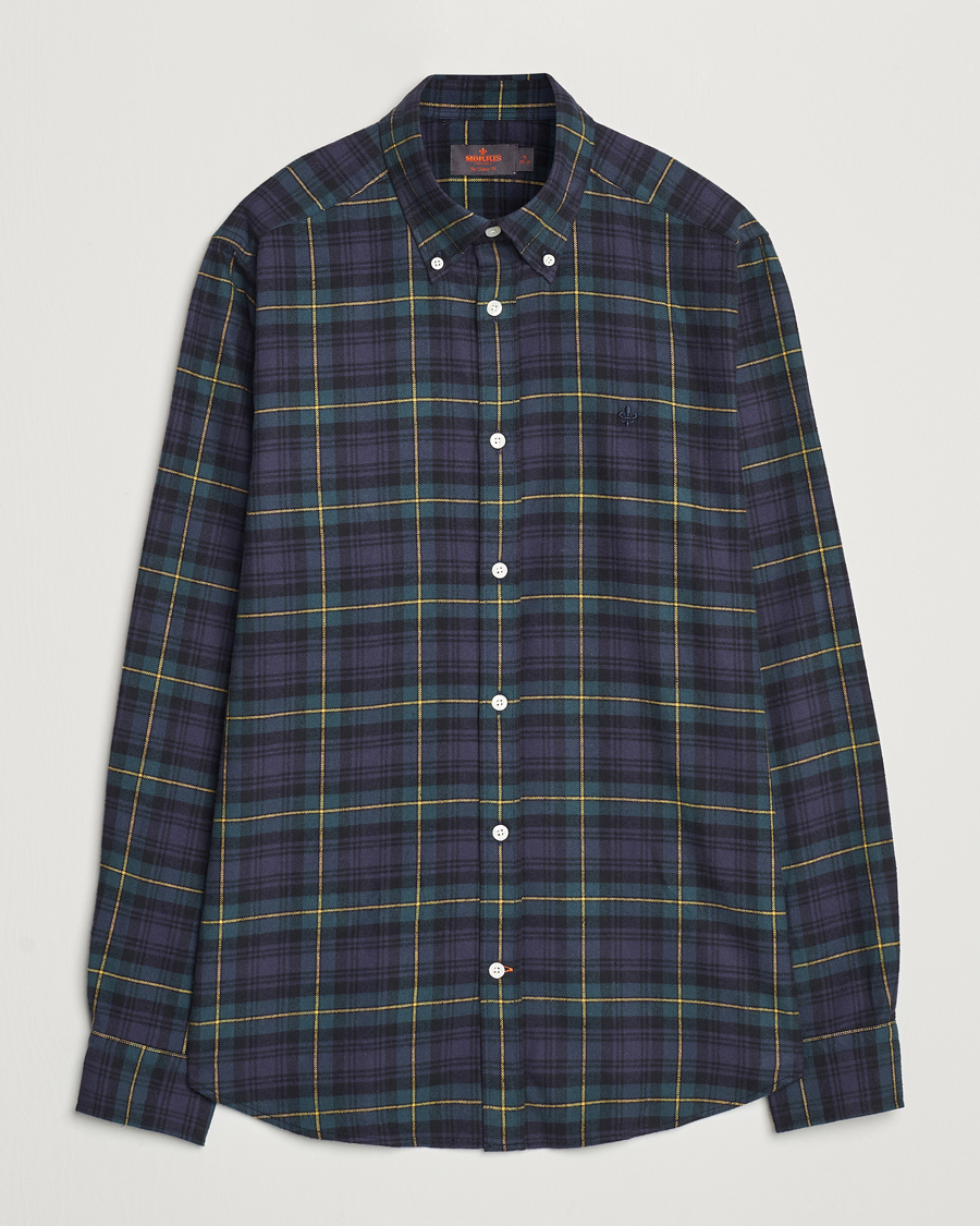 Uomini | Camicie | Morris | Flannel Tartan Shirt Navy