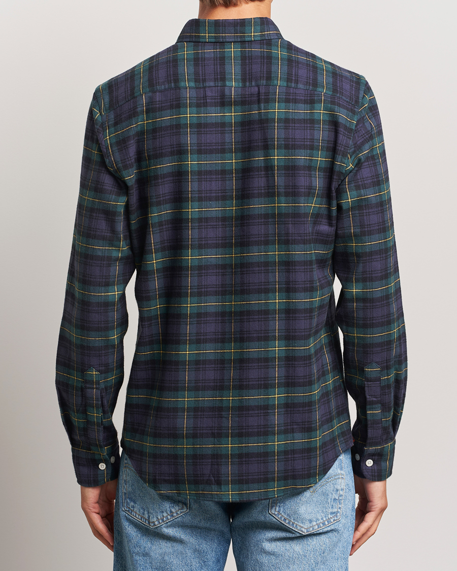 Uomini | Camicie | Morris | Flannel Tartan Shirt Navy