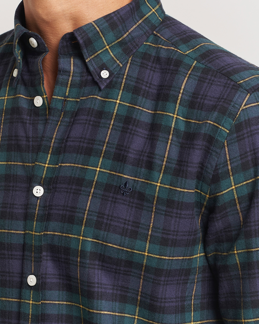 Uomini | Camicie | Morris | Flannel Tartan Shirt Navy