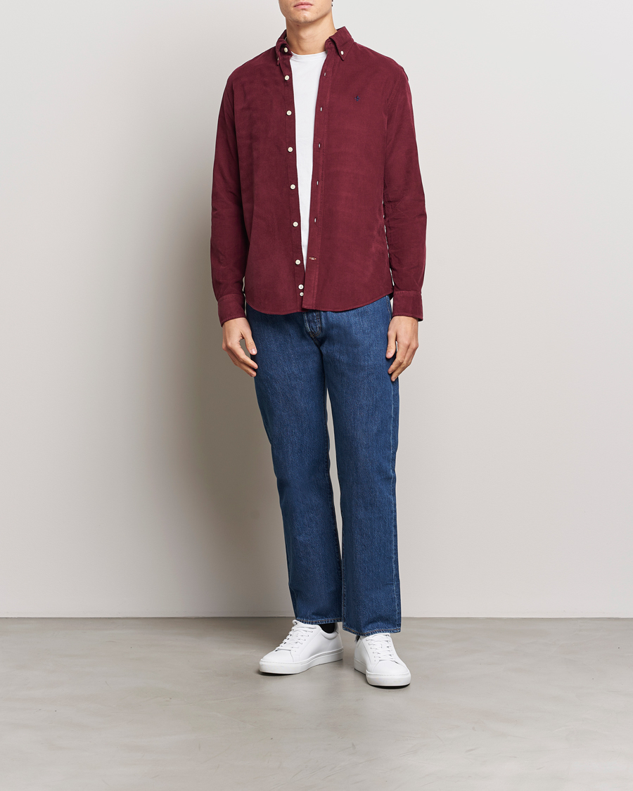 Uomini | Camicie | Morris | Douglas Corduroy Shirt Wine Red