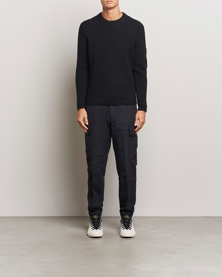 Uomini | Maglieria | C.P. Company | Full Rib Knitted Cotton Crew Neck Black