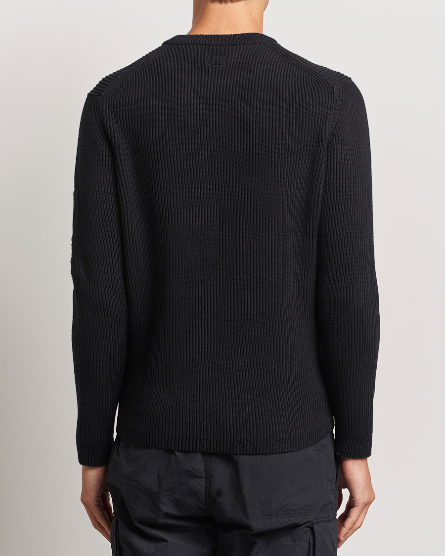 Uomini | Maglieria | C.P. Company | Full Rib Knitted Cotton Crew Neck Black