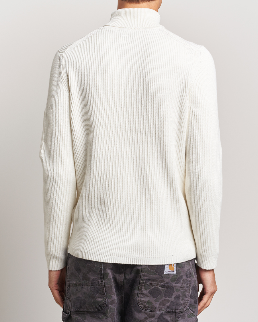 Uomini | Maglieria | C.P. Company | Full Rib Knitted Cotton Rollneck Off White