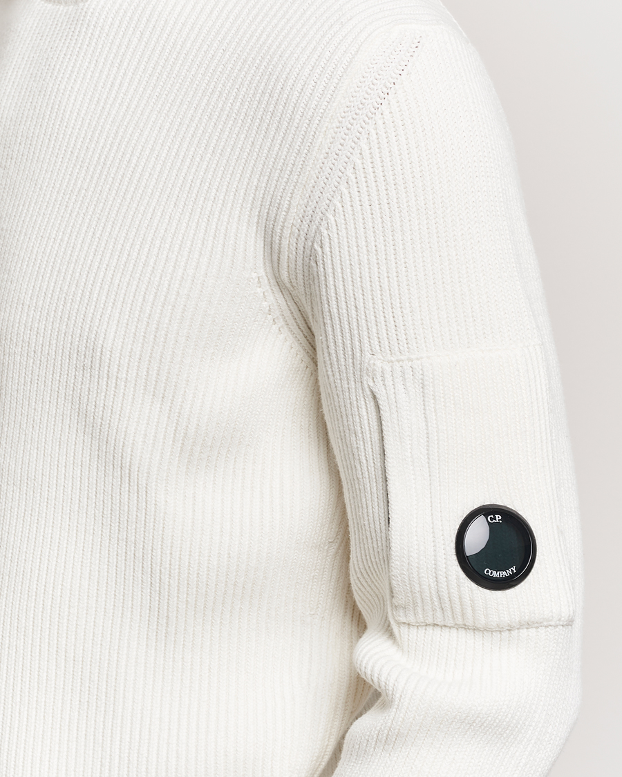 Uomini | Maglieria | C.P. Company | Full Rib Knitted Cotton Rollneck Off White
