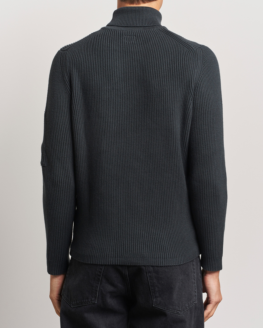 Uomini | Maglieria | C.P. Company | Full Rib Knitted Cotton Rollneck Grey Black
