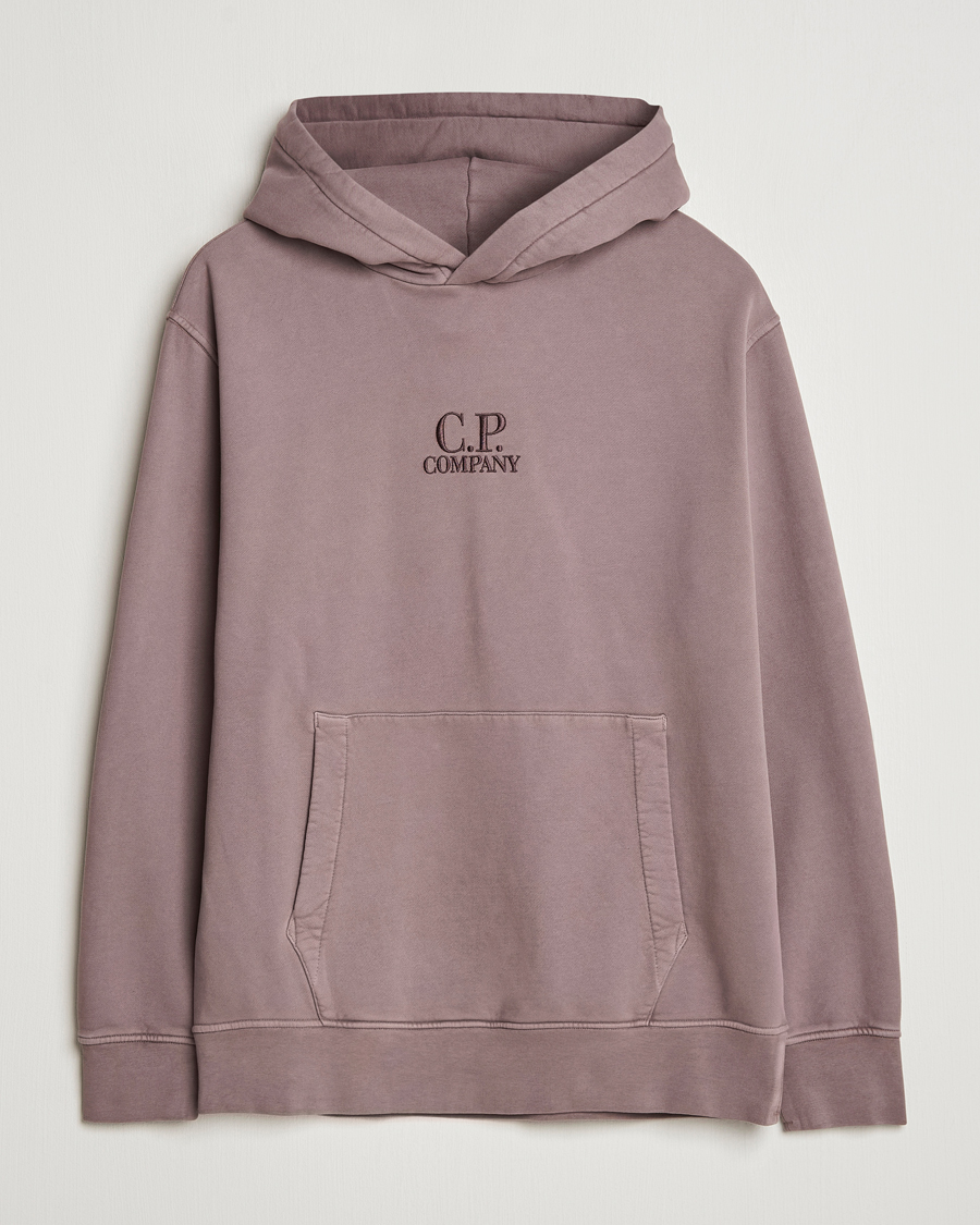 Uomini | Maglieria | C.P. Company | Brushed Emerized Fleece Hood Sweatshirt Washed Purple