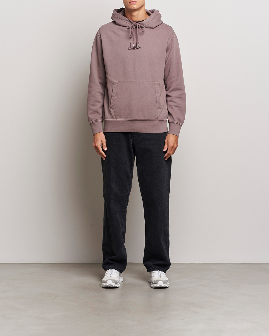 Uomini | Maglieria | C.P. Company | Brushed Emerized Fleece Hood Sweatshirt Washed Purple