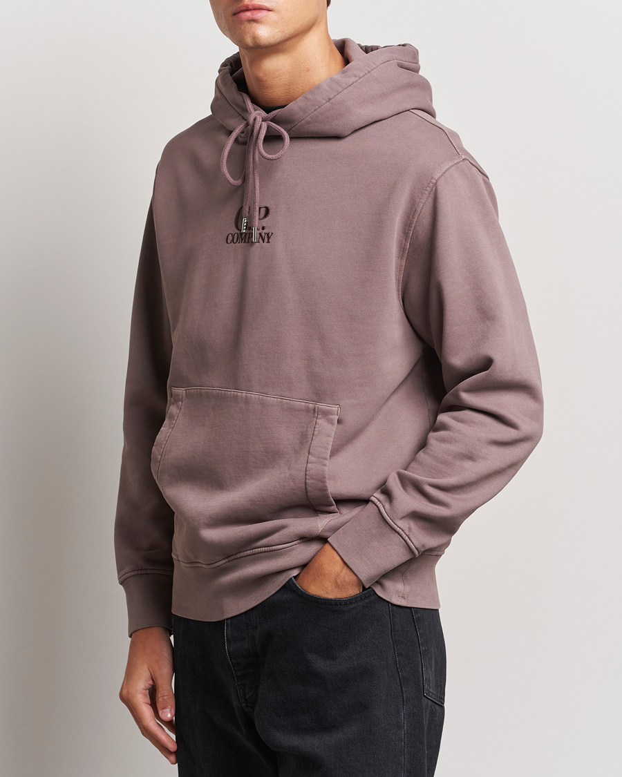 Uomini | Maglieria | C.P. Company | Brushed Emerized Fleece Hood Sweatshirt Washed Purple