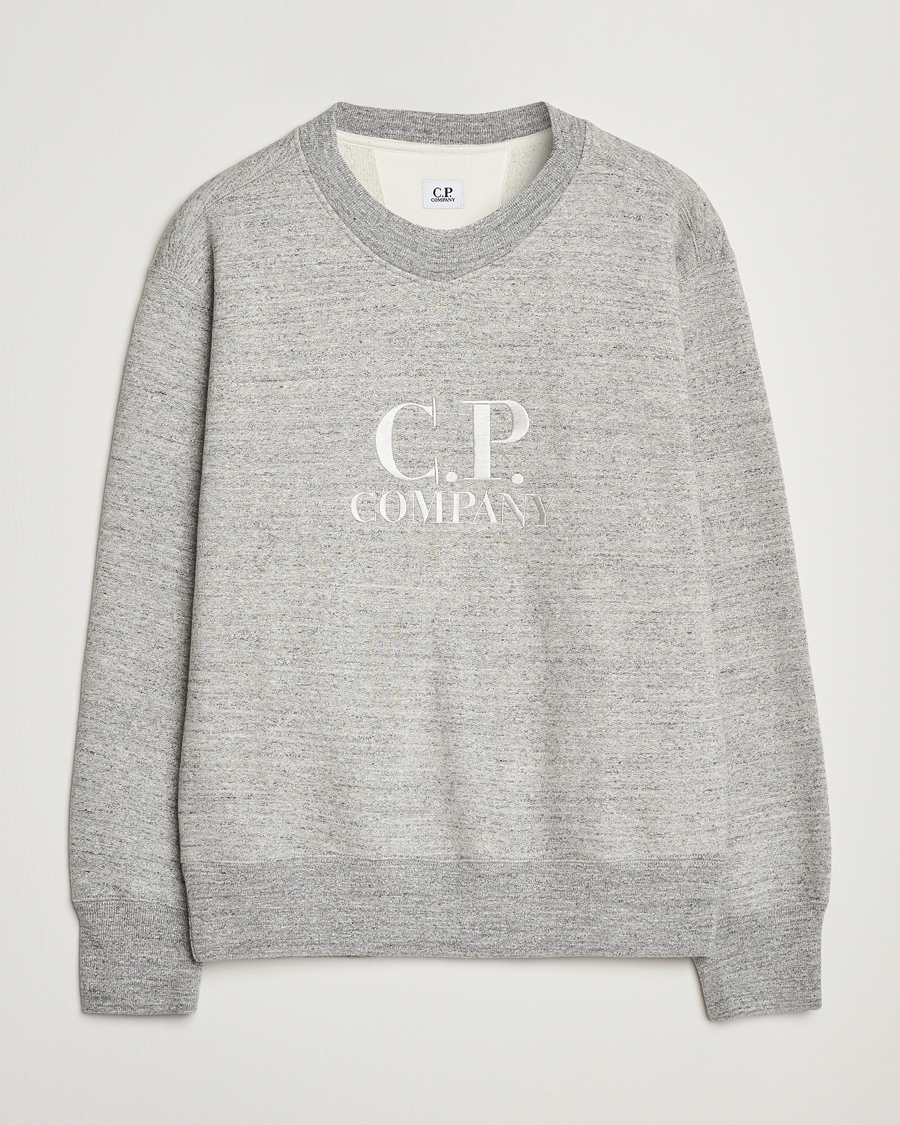 Uomini | Maglieria | C.P. Company | Japanese Fleece Logo Sweatshirt Grey Melange