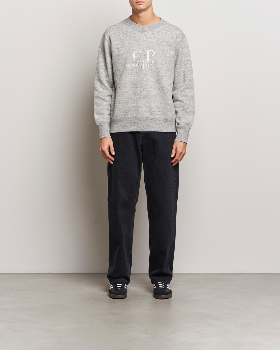 Uomini | Maglieria | C.P. Company | Japanese Fleece Logo Sweatshirt Grey Melange