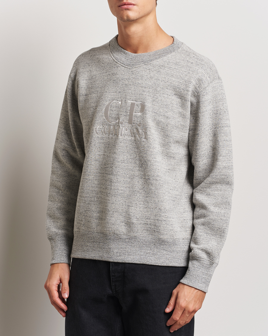 Uomini | Maglieria | C.P. Company | Japanese Fleece Logo Sweatshirt Grey Melange