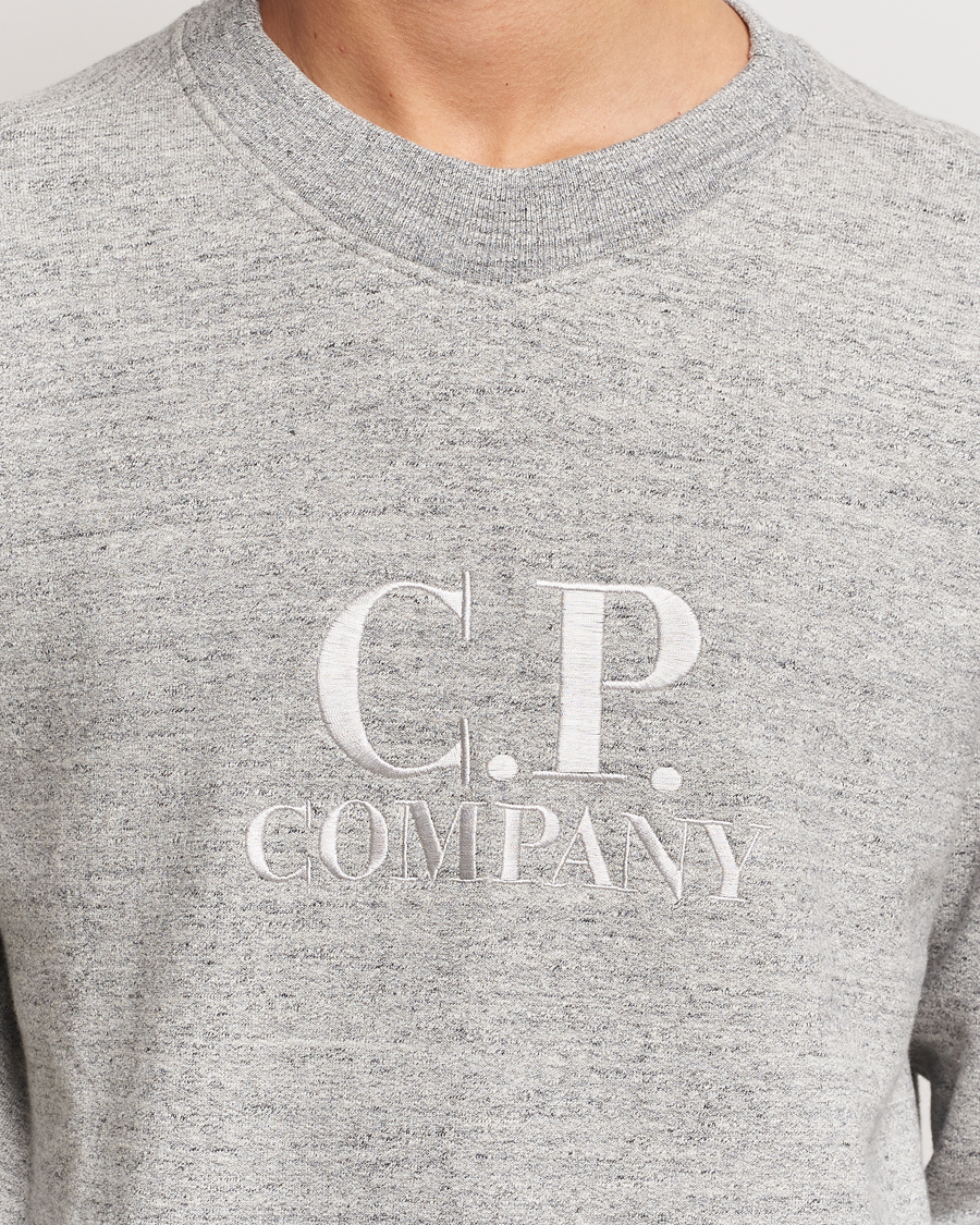 Uomini | Maglieria | C.P. Company | Japanese Fleece Logo Sweatshirt Grey Melange