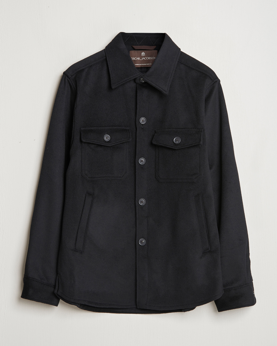 Uomini | Giacche | Oscar Jacobson | Maverick Wool/Cashmere Shirt Jacket Black