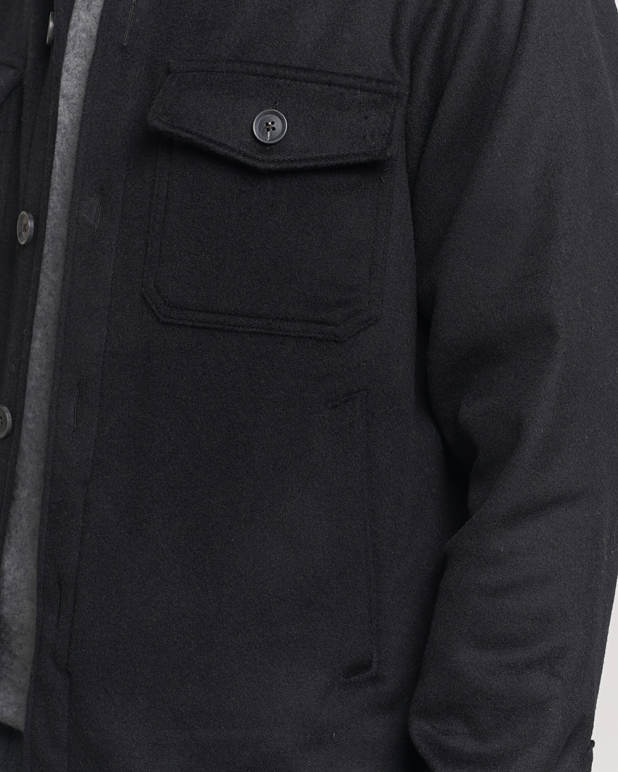 Uomini | Giacche | Oscar Jacobson | Maverick Wool/Cashmere Shirt Jacket Black