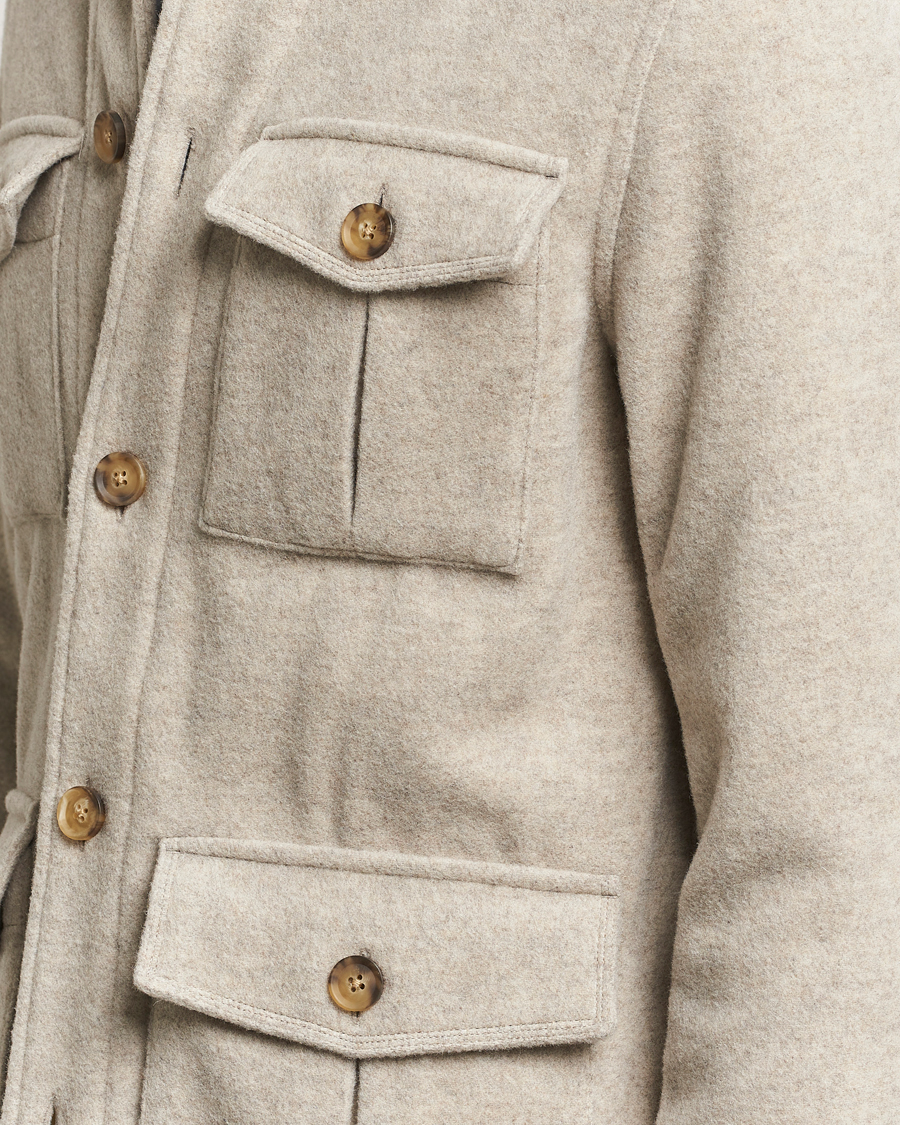 Uomini | Giacche | Oscar Jacobson | Safari Wool Shirt Jacket Beige