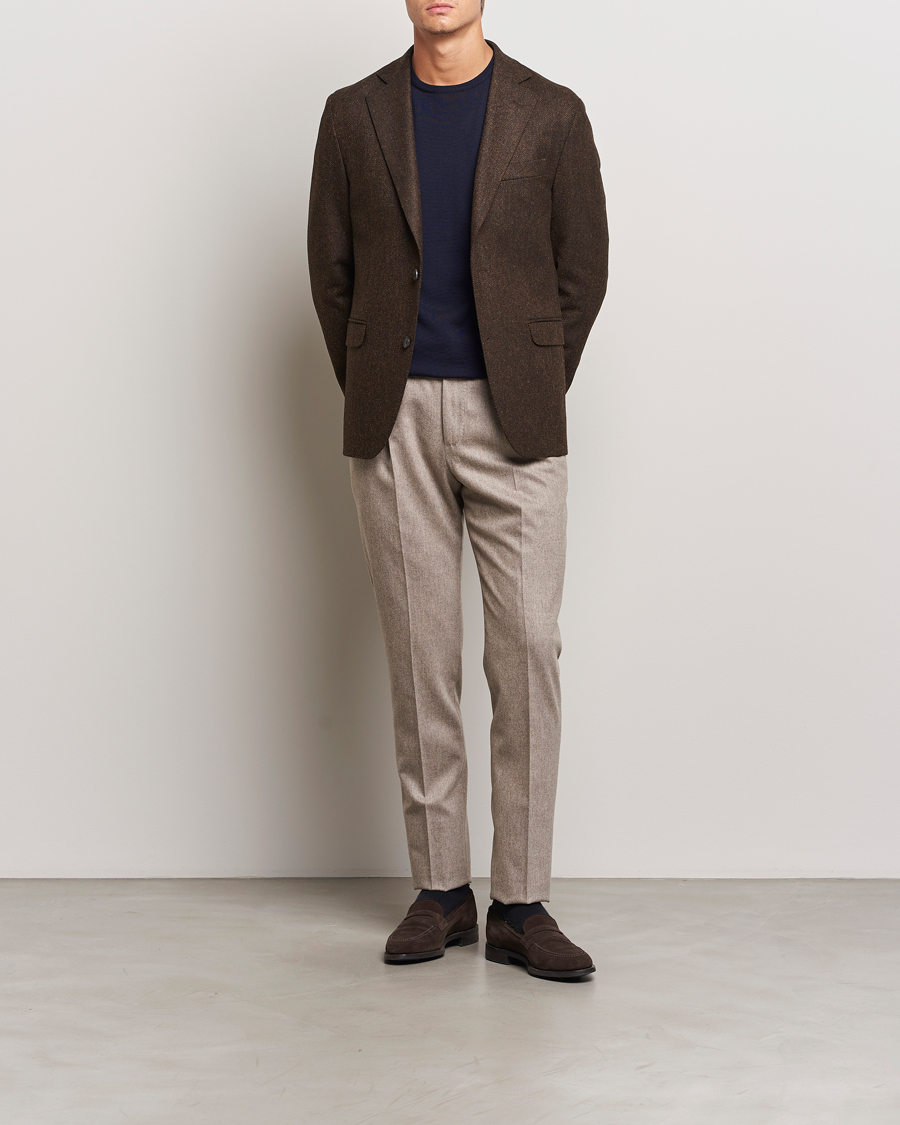 Uomini | Blazers | Oscar Jacobson | Fogerty Moon Herringbone Tweed Blazer Brown