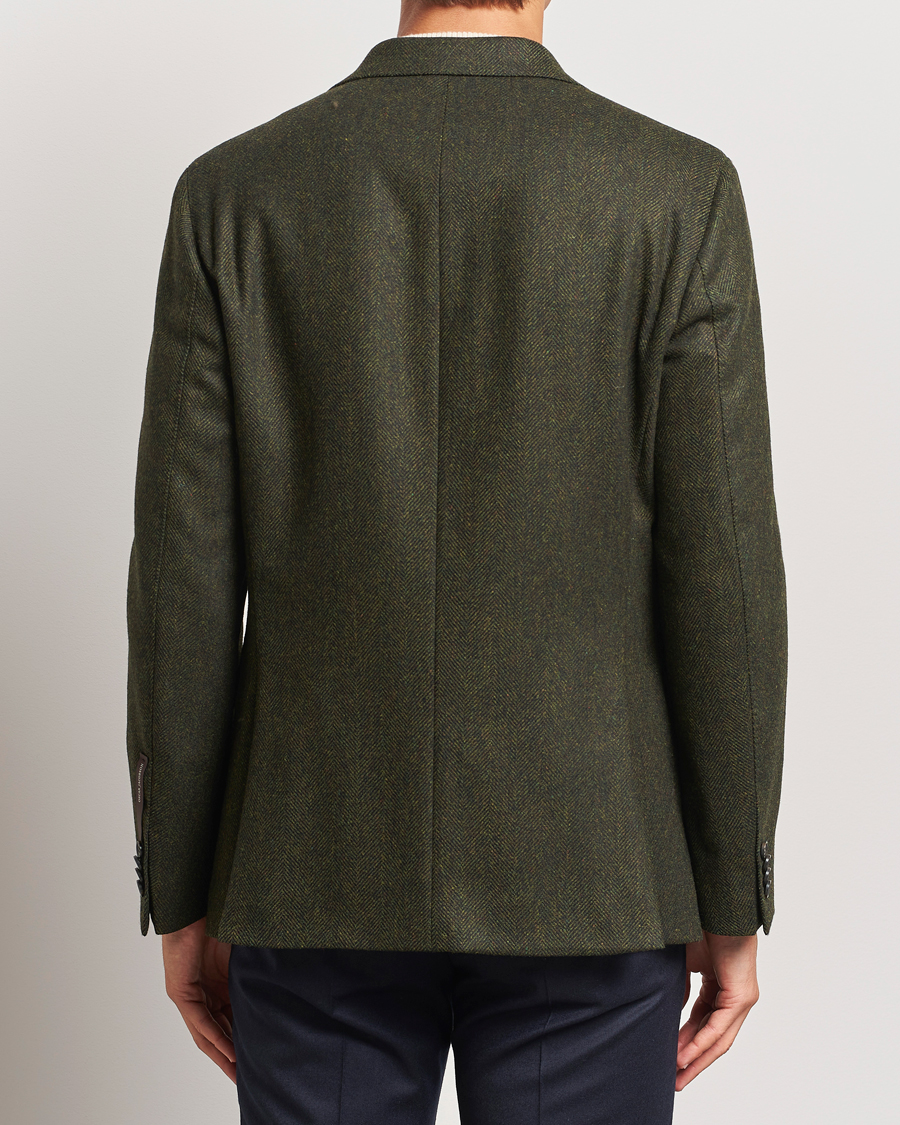 Uomini | Blazers | Oscar Jacobson | Fogerty Moon Herringbone Tweed Blazer Green