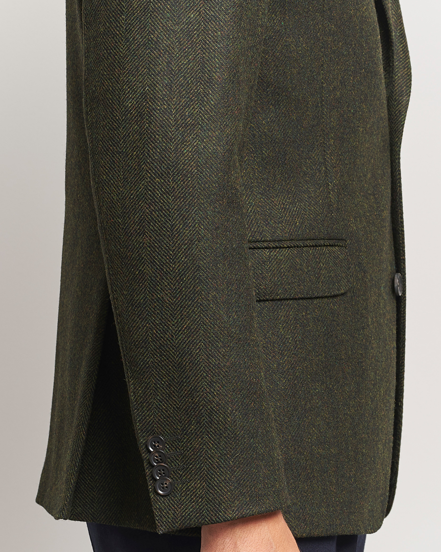Uomini | Blazers | Oscar Jacobson | Fogerty Moon Herringbone Tweed Blazer Green