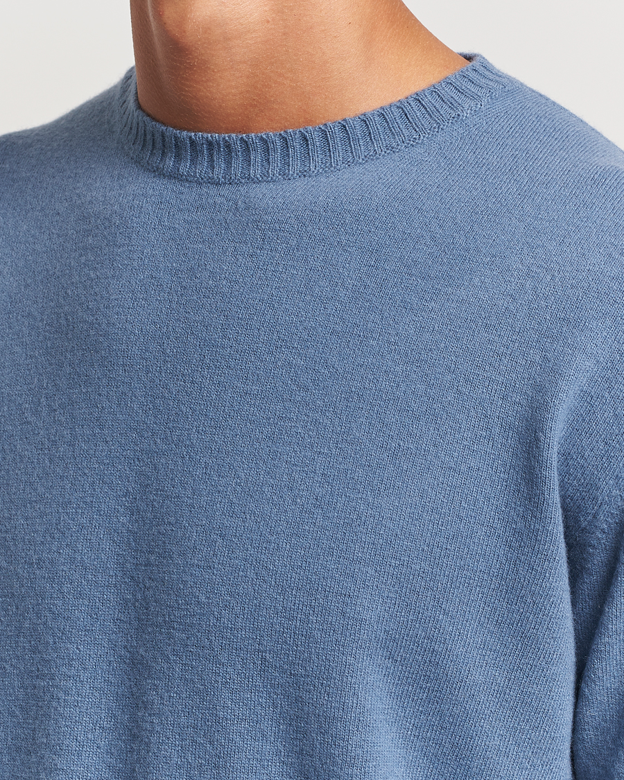 Uomini | Maglieria | Oscar Jacobson | Valter Wool/Cashmere Round Neck Blue