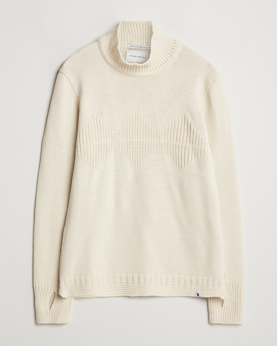 Uomini | Maglieria | Peregrine | Mountain Guernsey Merino Funnel Neck Cream