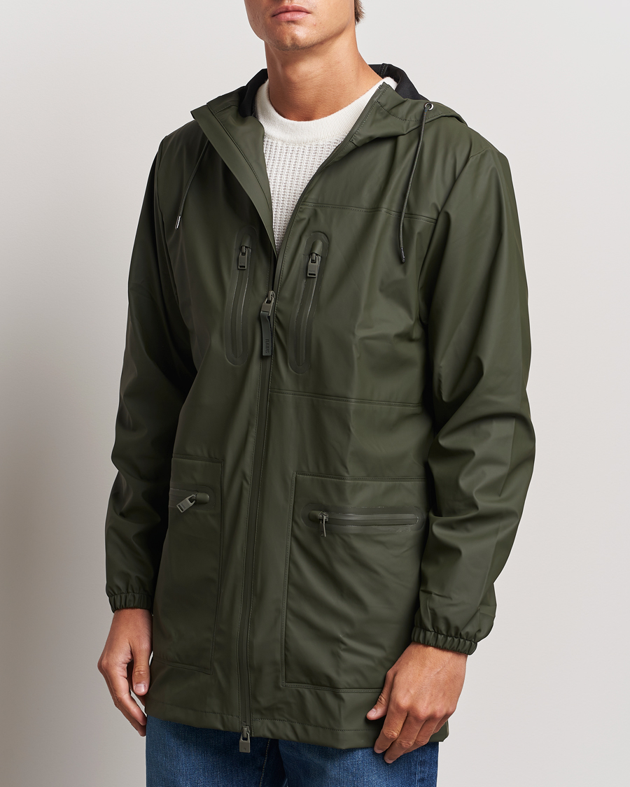 Uomini | Giacche | RAINS | Cargo Long Jacket Green
