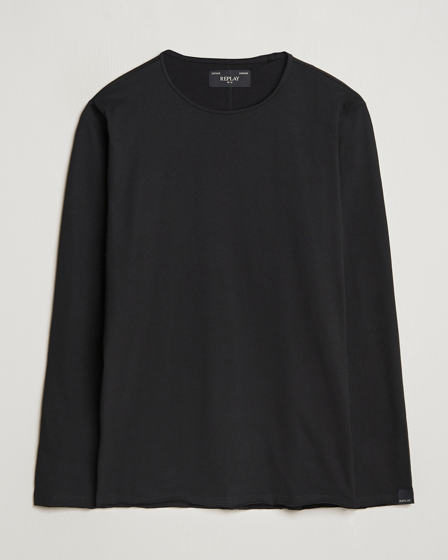 Uomini | T-shirt | Replay | Crew Neck Long Sleeve T-Shirt Black