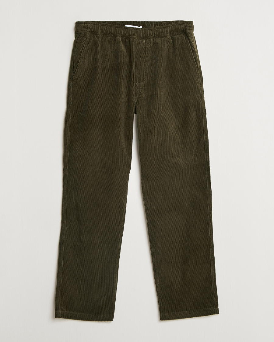 Uomini | Pantaloni | Samsøe Samsøe | Jabari Corduroy Drawstring Trousers Forest Night