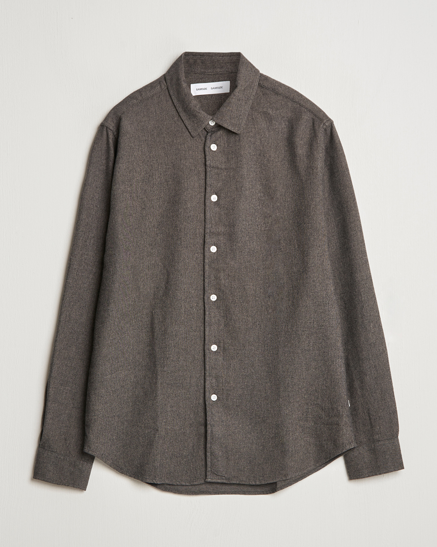 Uomini | Camicie | Samsøe Samsøe | Liam Brushed Flannel Shirt Major Brown Melange