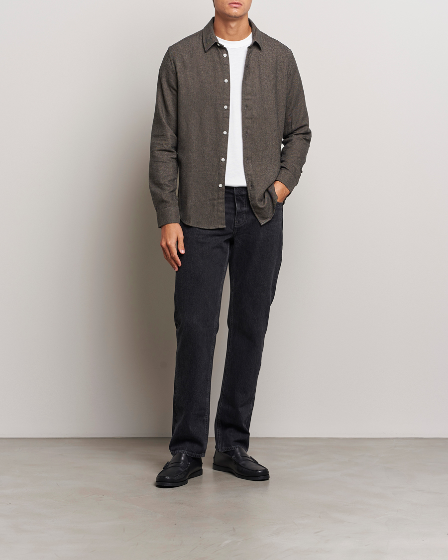 Uomini | Camicie | Samsøe Samsøe | Liam Brushed Flannel Shirt Major Brown Melange