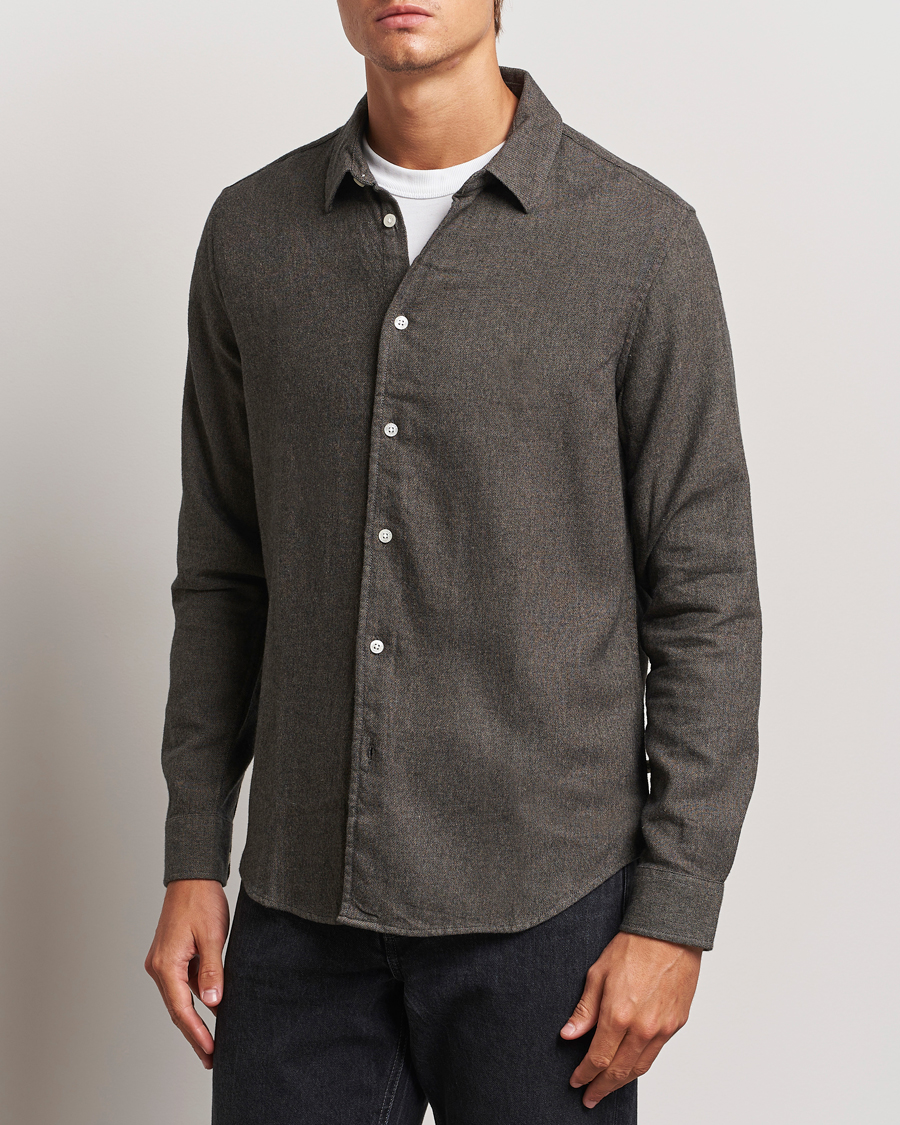 Uomini | Camicie | Samsøe Samsøe | Liam Brushed Flannel Shirt Major Brown Melange