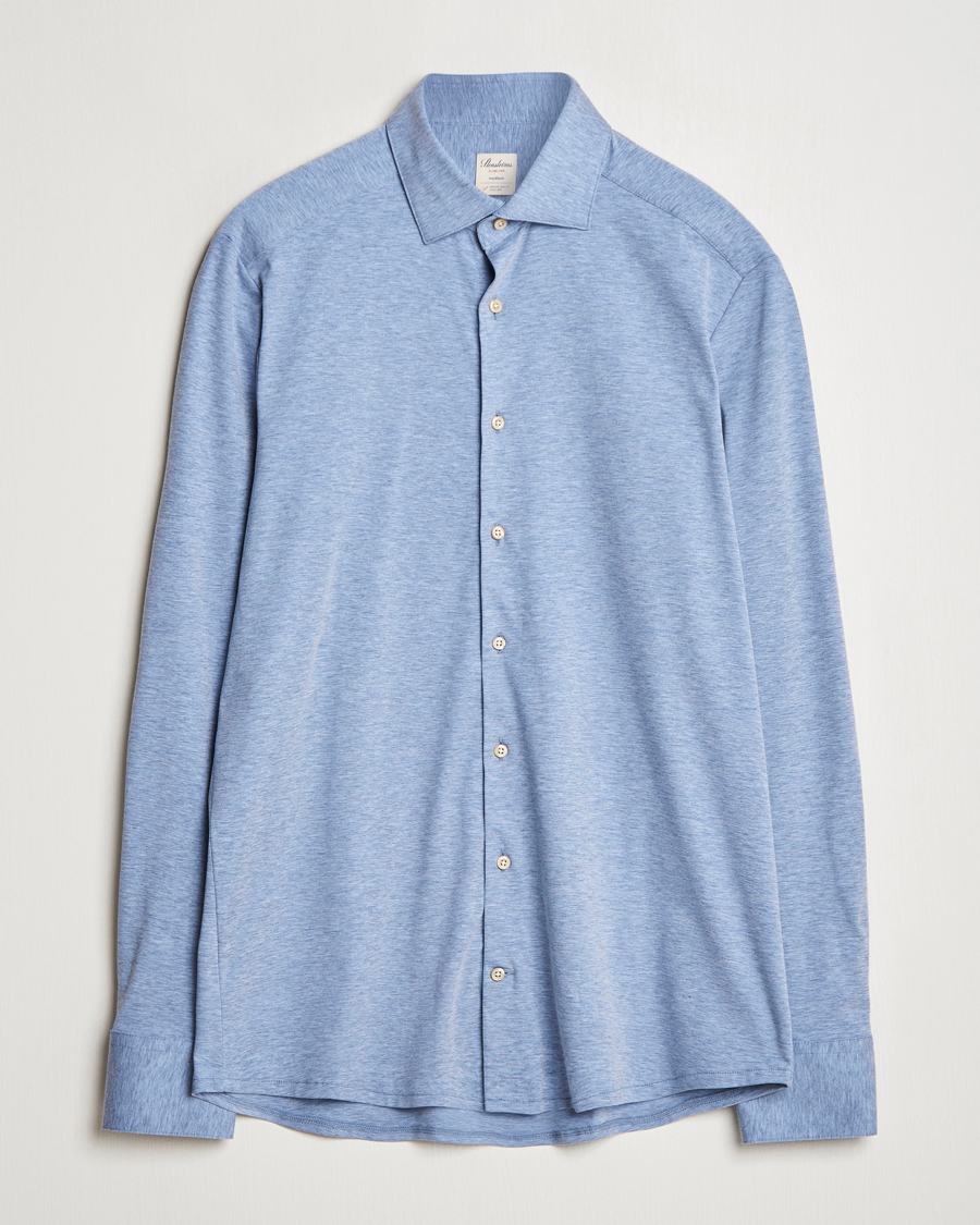 Uomini | Camicie | Stenströms | Slimline 4-Way Stretch Jersey Shirt Blue