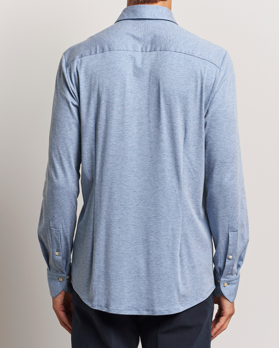 Uomini | Camicie | Stenströms | Slimline 4-Way Stretch Jersey Shirt Blue