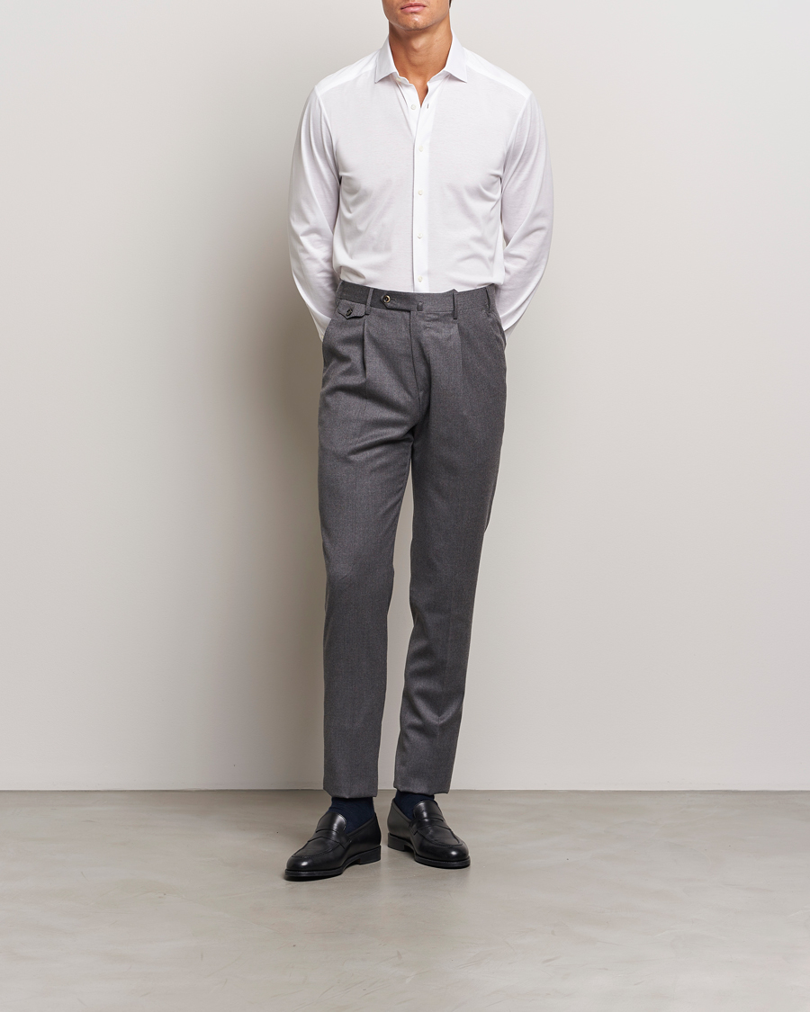 Uomini | Camicie | Stenströms | Slimline Stretch Jersey Shirt White