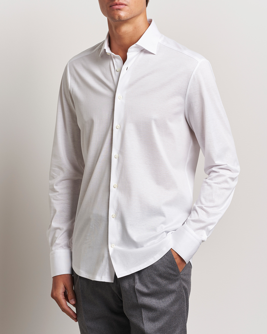 Uomini | Camicie | Stenströms | Slimline Stretch Jersey Shirt White