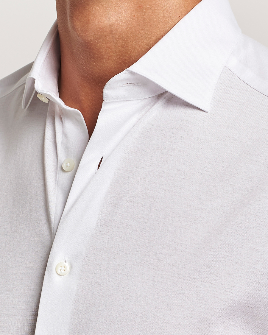 Uomini | Camicie | Stenströms | Slimline Stretch Jersey Shirt White