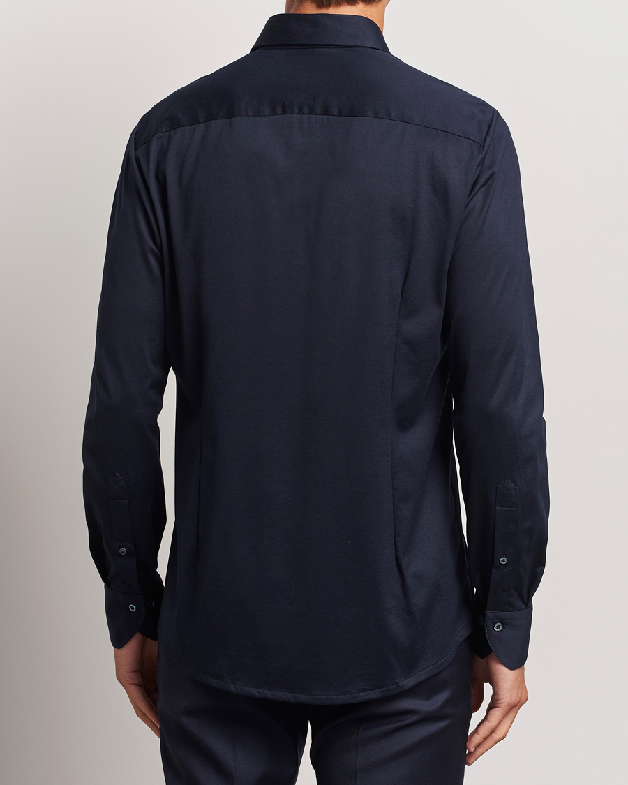 Uomini | Camicie | Stenströms | Slimline Stretch Jersey Shirt Navy