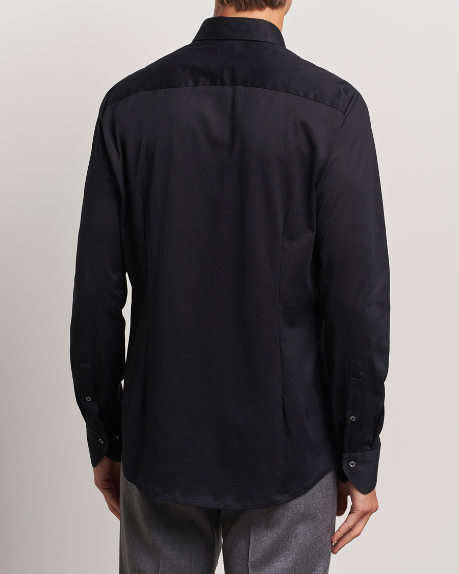 Uomini | Camicie | Stenströms | Slimline Stretch Jersey Shirt Black