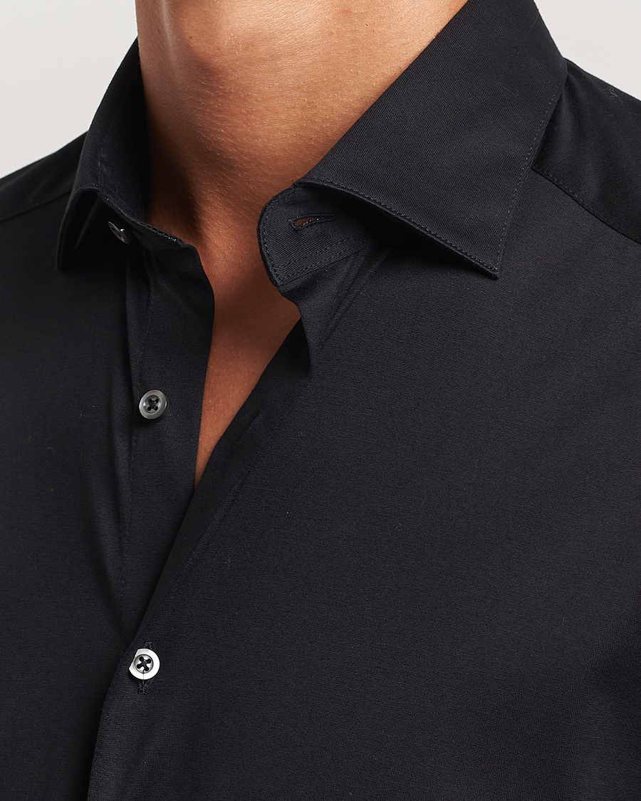 Uomini | Camicie | Stenströms | Slimline Stretch Jersey Shirt Black