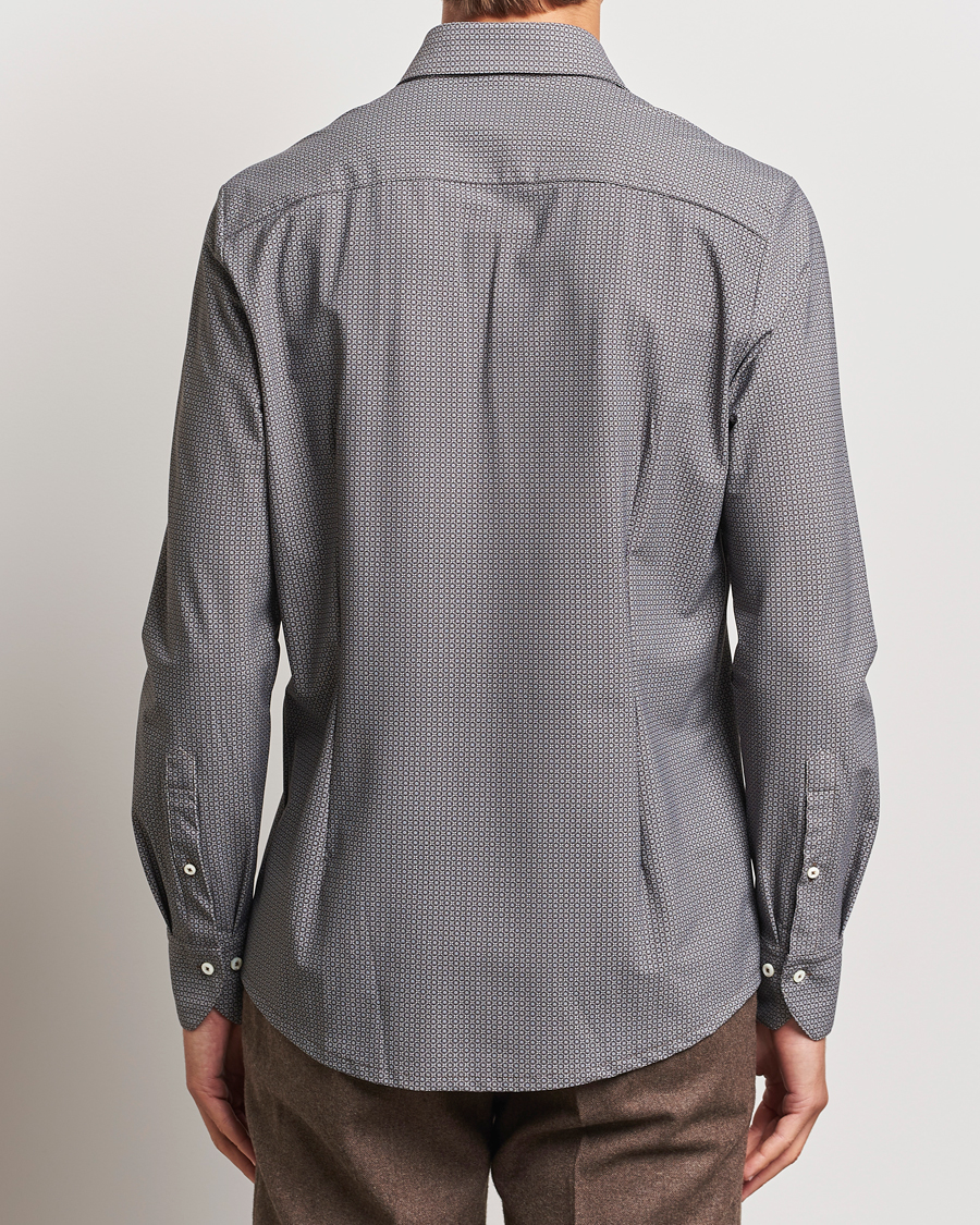 Uomini | Camicie | Stenströms | Slimline 4-Way Stretch Print Shirt Brown