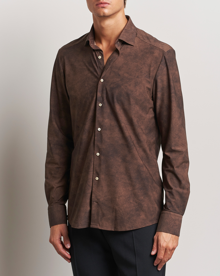 Uomini | Camicie | Stenströms | Slimline 4-Way Stretch Shirt Brown