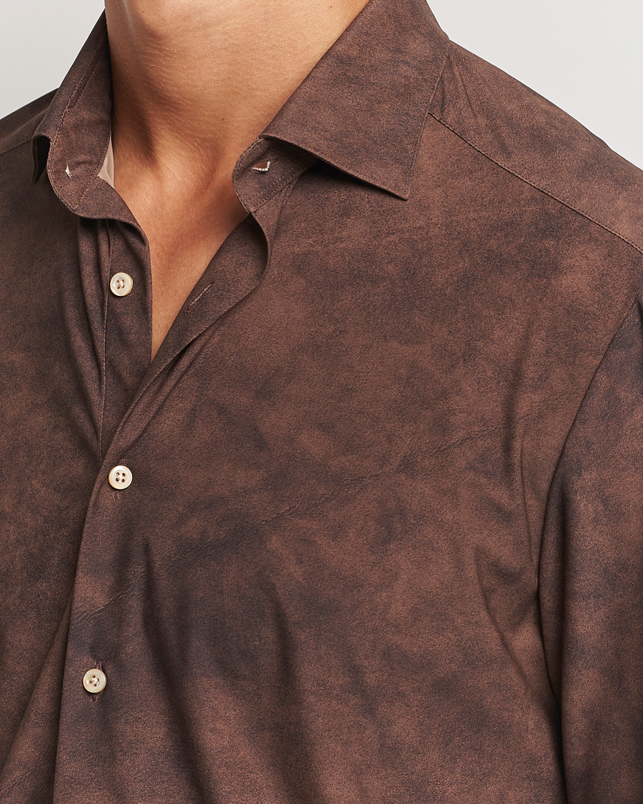 Uomini | Camicie | Stenströms | Slimline 4-Way Stretch Shirt Brown