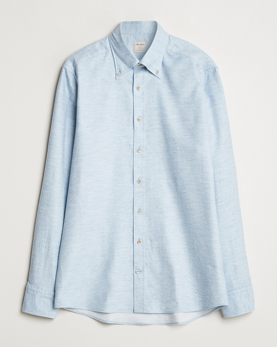 Uomini | Camicie | Stenströms | Slimline Flannel Shirt Light Blue