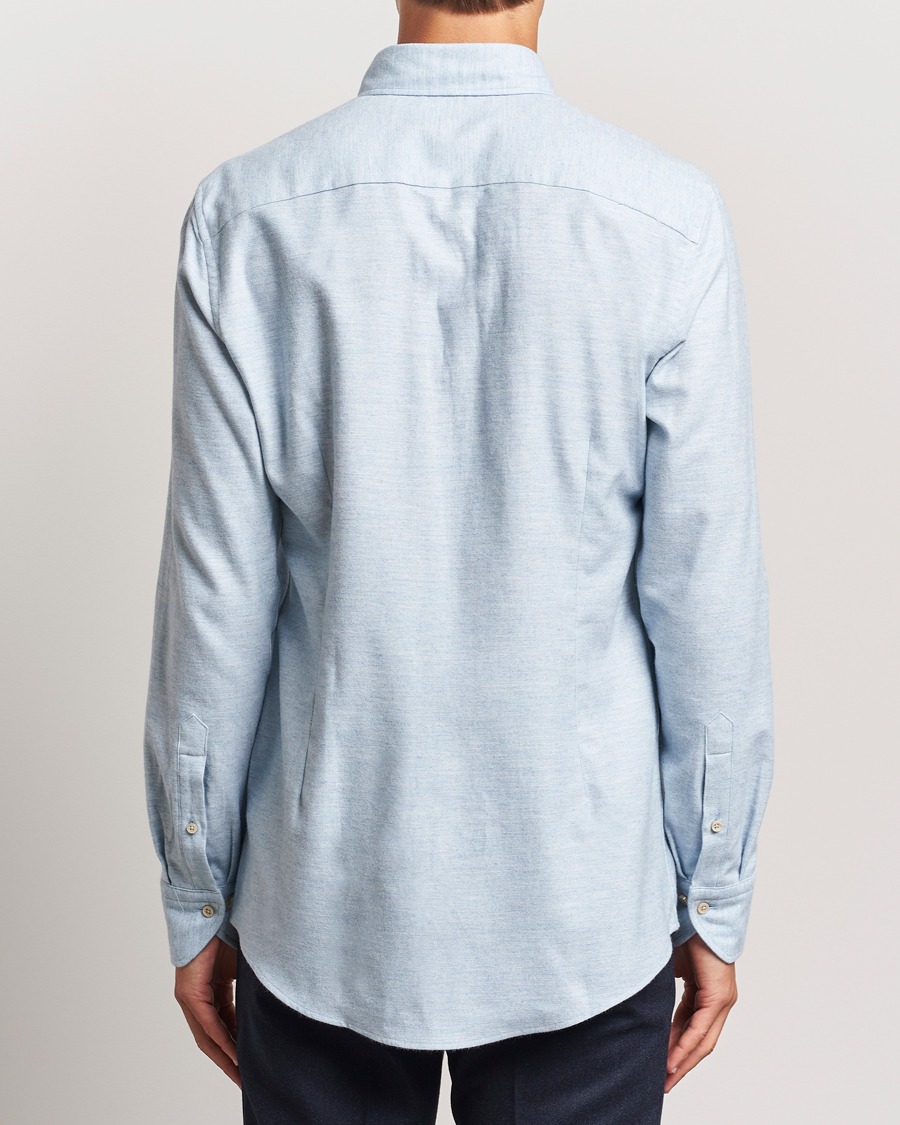 Uomini | Camicie | Stenströms | Slimline Flannel Shirt Light Blue