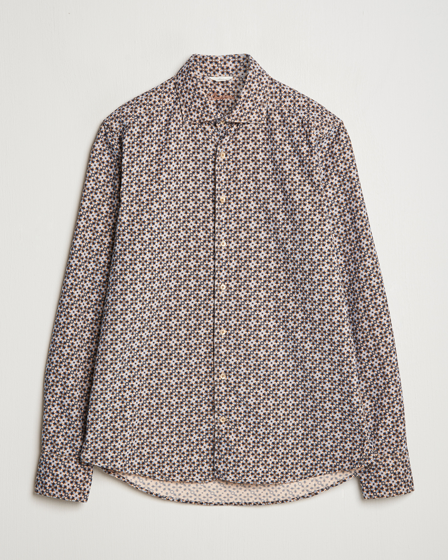 Uomini | Camicie | Stenströms | Slimline Printed Cord Shirt Brown