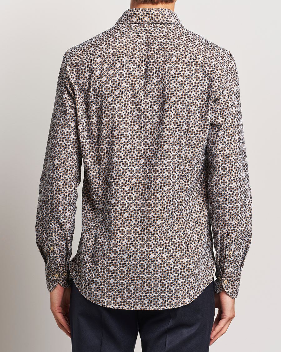 Uomini | Camicie | Stenströms | Slimline Printed Cord Shirt Brown