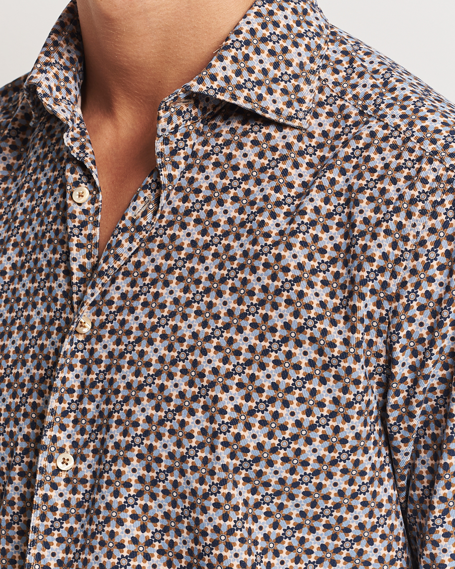 Uomini | Camicie | Stenströms | Slimline Printed Cord Shirt Brown