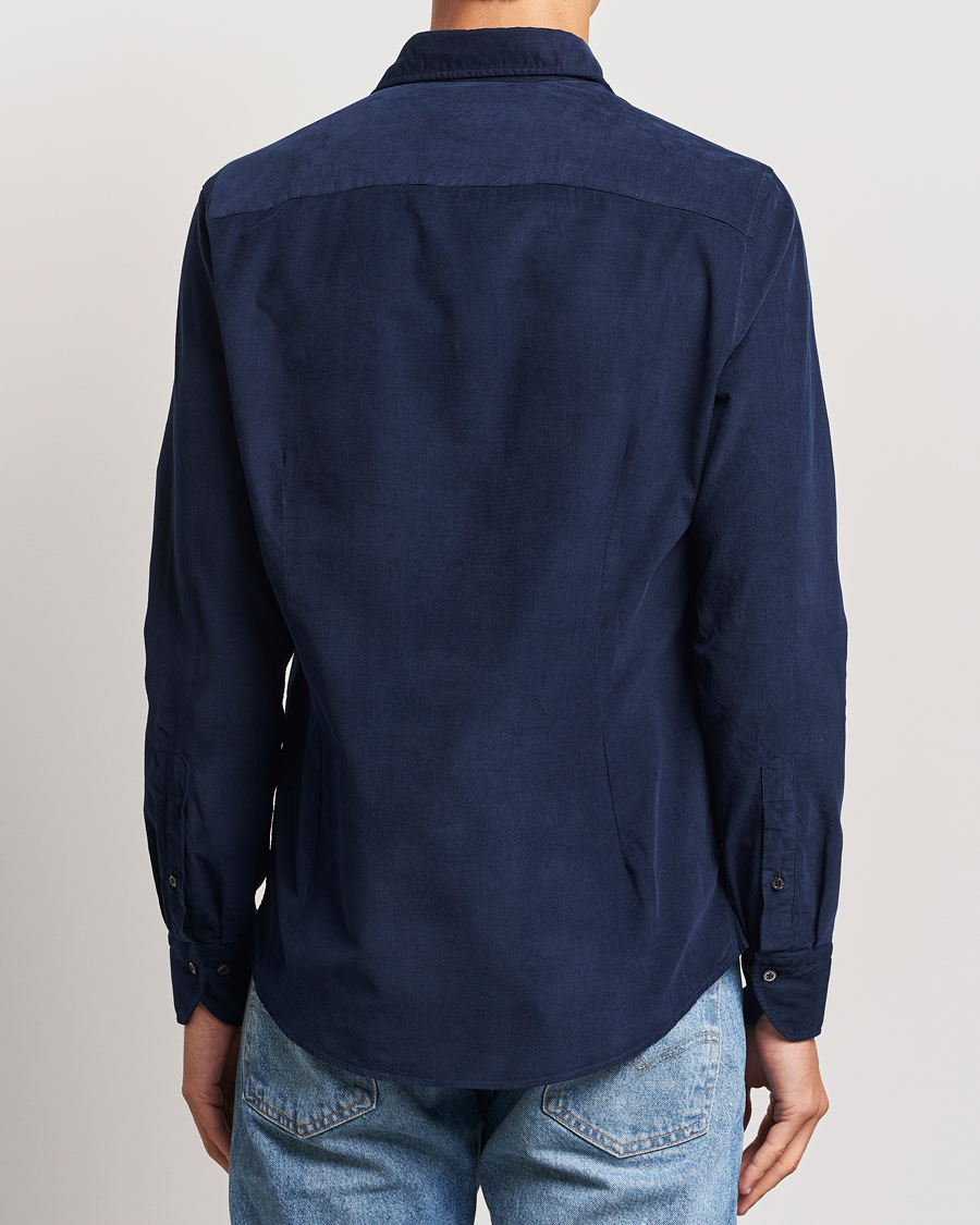 Uomini | Camicie | Stenströms | Slimline Cut Away Cord Shirt Blue