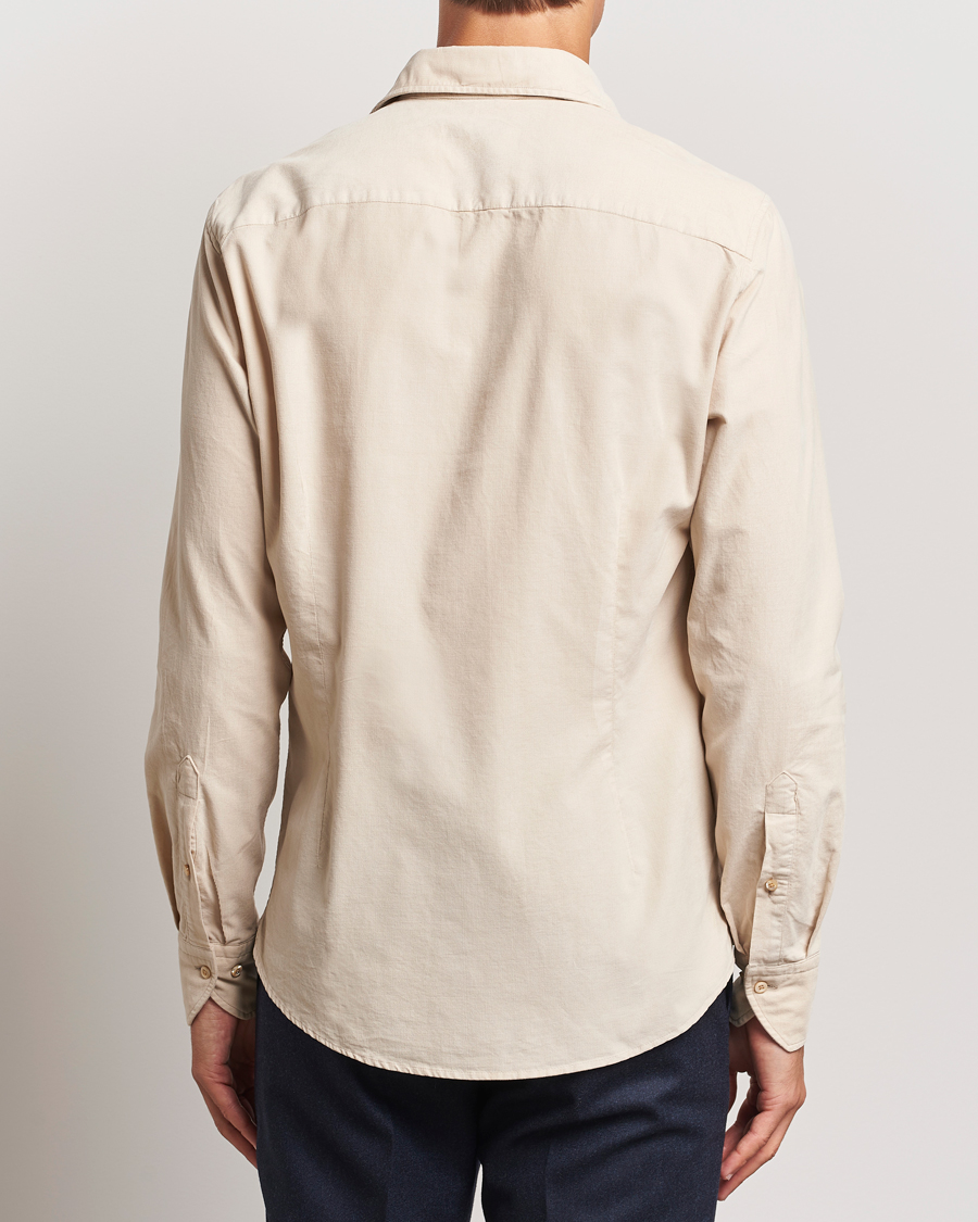 Uomini | Camicie | Stenströms | Slimline Cut Away Cord Shirt Beige