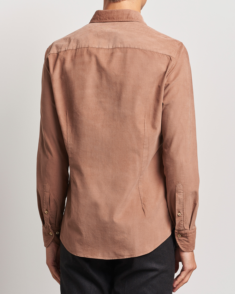 Uomini | Camicie | Stenströms | Slimline Cut Away Cord Shirt Light Brown